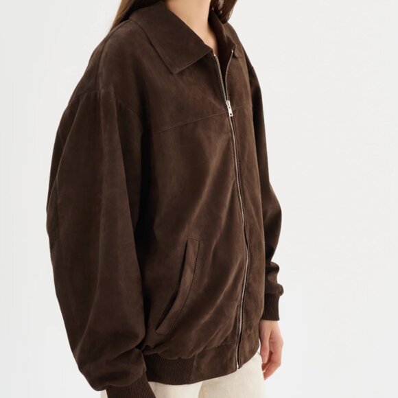 Lamarque Caden Oversized Suede Bomber Jacket XS/S - Chocolate Brown (SOLD OUT) - Picture 4 of 8